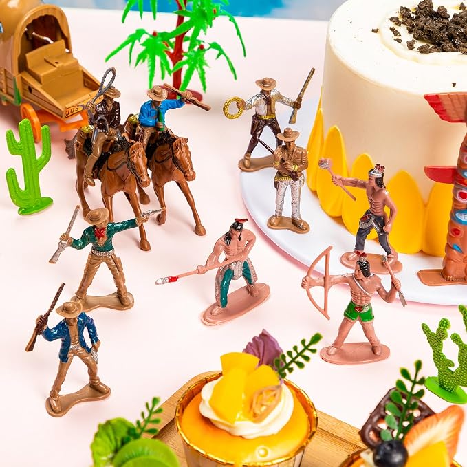 West Cowboys and Indians Toys, Plastic Native American Indians Figures Toys Set for School Project, Kids Educational
