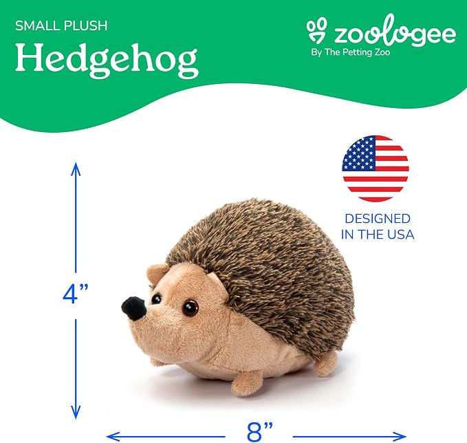 The Petting Zoo Hedgehog Stuffed Animal Plushie, Gifts for Kids, Scoopz Wildlife Animals, Hedgehog Plush Toy, 8 inches