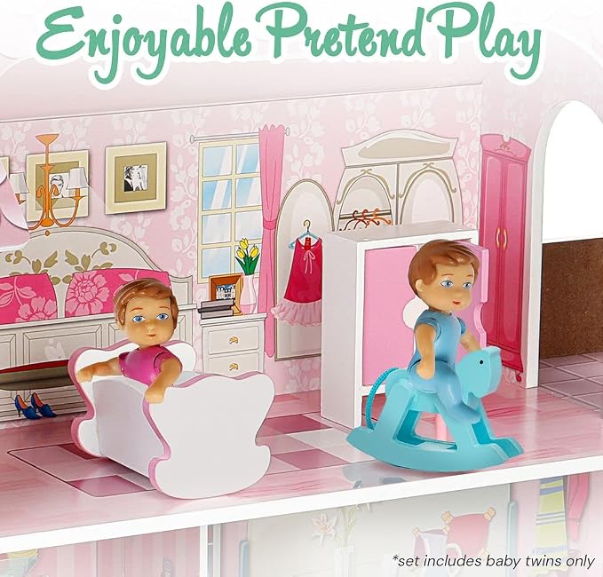 Beverly Hills Sweet Li'l Family Dollhouse People Action Figures Set of Baby Twins, Boy and Girl