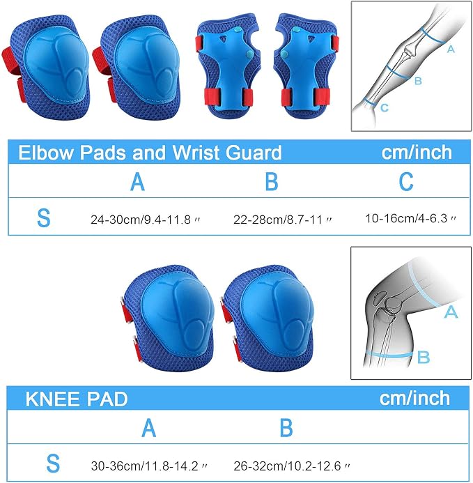 Wemfg Kids Protective Gear Set Knee Pads for Kids 3-14 Years Toddler Knee and Elbow Pads with Wrist Guards 3 in 1 for Skating Cycling Bike Rollerblading Scooter
