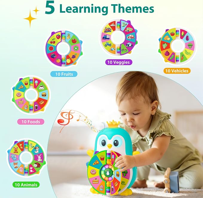 Toys for 1 Year Old Boy, Musical Penguin Learning Toy for Toddlers 1-3, Interactive Educational Toy with Lights & Sounds, First Birthday Gifts for 1 2 Year Old Boys Girls, Baby Toys 12-18 Months