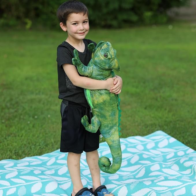 Giant Lizard Stuffed Animal, 31.5" Cute Large Iguana Plush Pillow for Kids Boys Girls, Huge Soft Stuffed Chameleon for Christmas Birthday Gift, Realistic Stuffed Reptile Toy for Animal Lover