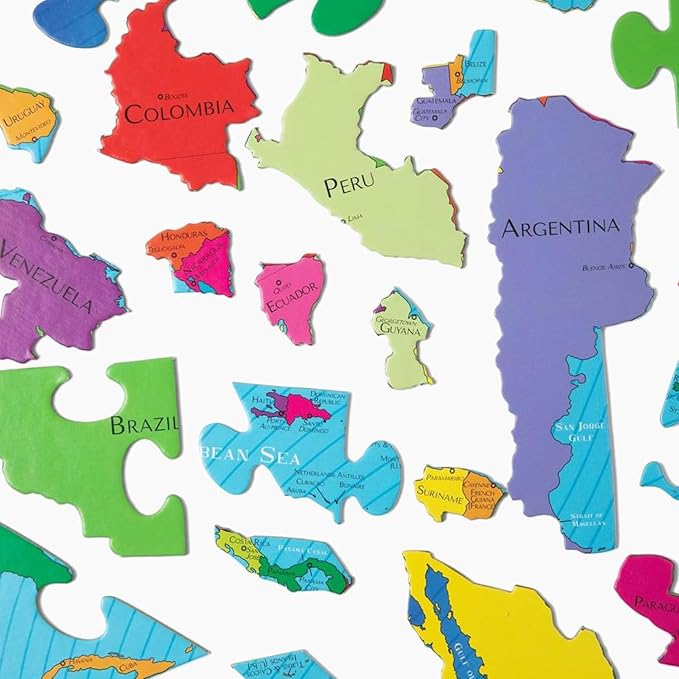 GeoToys GeoPuzzle, Latin America Jigsaw Puzzles, 50 Pc Geography Game & Map Puzzle, Educational Games & Kids Learning Activities, Puzzle Gifts for Children Ages 6-9, Fun Learning Toys for Kids