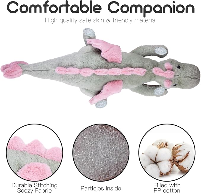 ARELUX Large 36in Cute Dragon Stuffed Animals Plush Toy Soft Matcha Green Pterosaur Plushie Giant Fuzzy Dinosaur Pillow Plushies with Pink Wings Cuddly for Friends Family Member