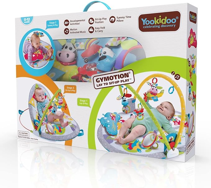 Yookidoo Baby Play Gym & Infant Mat - Lay to Sit-Up 3-in-1 Activity Center
