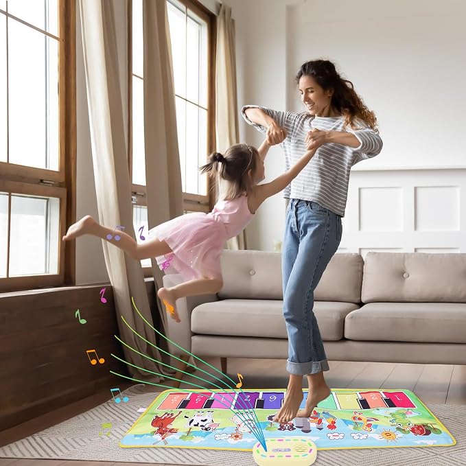 Farm Animals Piano Mat Toys, Musical Floor Carpet Play mat for Kids | Sensory Educational Learning Dancing Keyboard,Touch Blanket Xmas Christmas Birthday Gift for 3-12 Year Old Girl boy