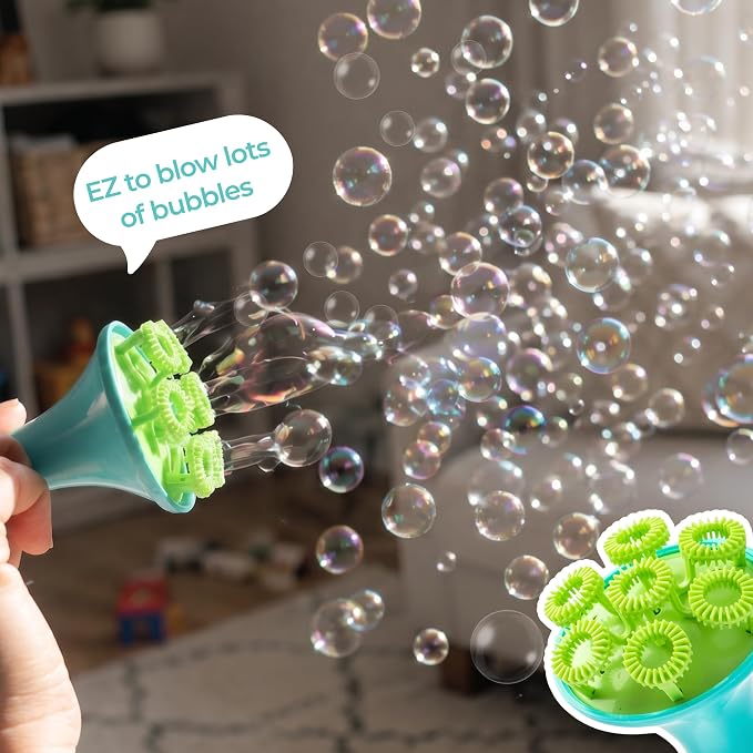 Innobaby Spike Mess Free Botanical Bubbles w/ 2 EZ Blow Wands & Trays -Aqua