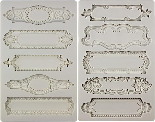 Baroque Style Silicone Molds 2-Count Plaque and Object Labels for Crafts