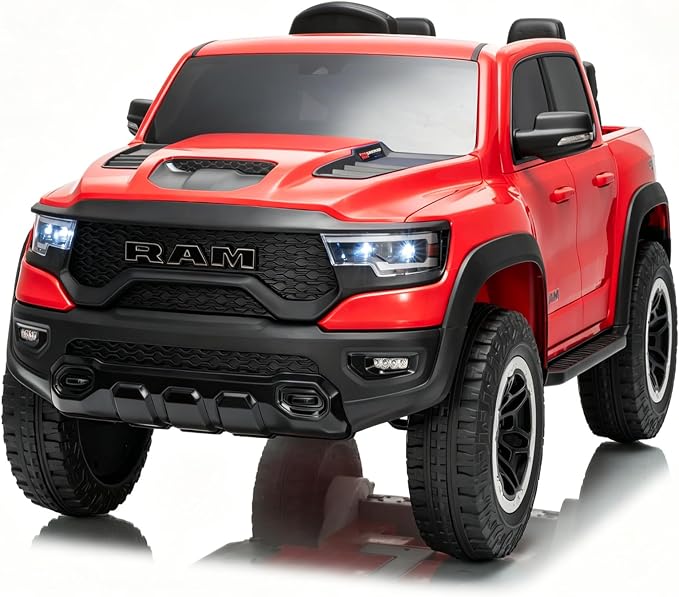 FINITO 4WD Kids 24V 4x4 Kids Ride On 2 Seater Police Truck, Remote Control Ride On Toy Car, Kids' Electric Ride On Truck, Kids' Side by Side Truck for Children Ages 3+, Powered Cars for Kids