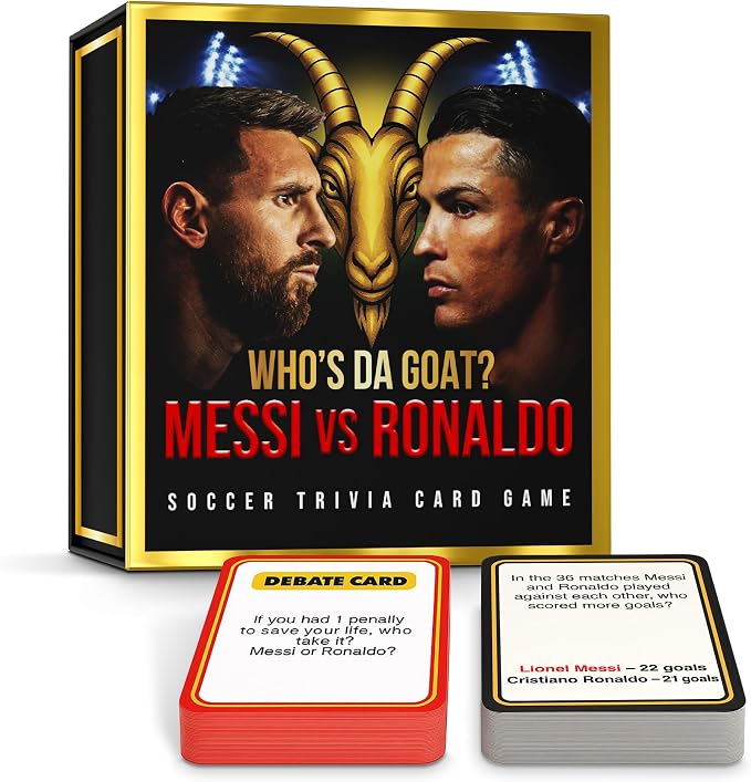 Messi vs Ronaldo Soccer Trivia Card Game - Soccer Cards 2025-2026 | Best Soccer Gift for Boys | Who's Da Goat?