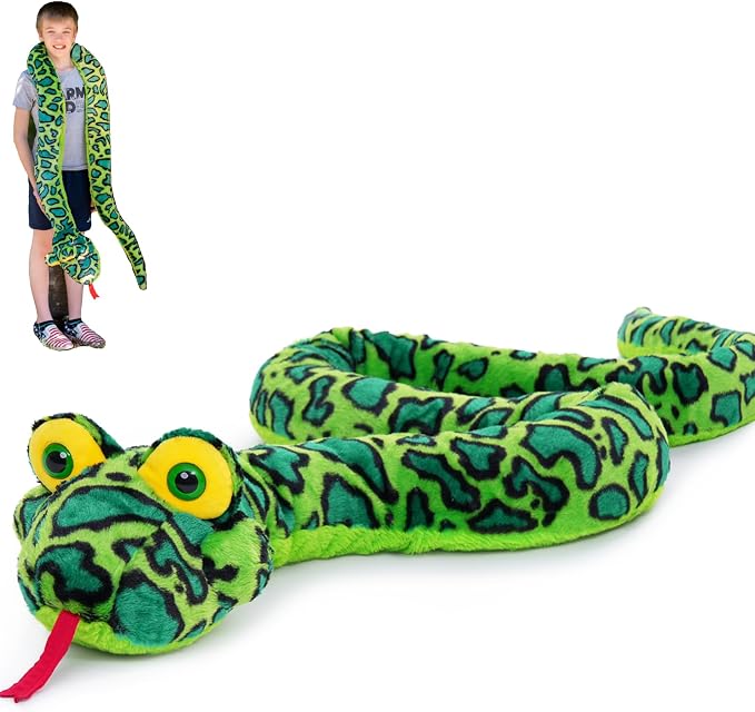 MaoGoLan 98 Inch Giant Snake Stuffed Animal Long Snake Plush, Green Boa Constrictor Plush Toy for Kids, Teens, Cuddly Body Pillow for Adults Mothers Day Halloween Prank Props