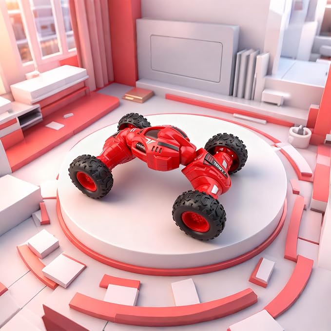 Friction Powered Toy Car for Kids, Press and Go Off-Road Push Car, Durable Shock-Resistant Vehicle, No Batteries Required, Toy Car for Boys & Girls Ages 3 (Red)
