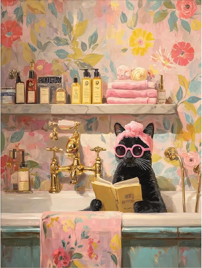 Paint by Numbers for Adults and Kids Beginner, Black Cat Painting by Number Kits On Canvas, Number Artist Paint by Number Kit DIY Oil Painting Acrylic Paints, Home Wall Decor Gift 12x16inch