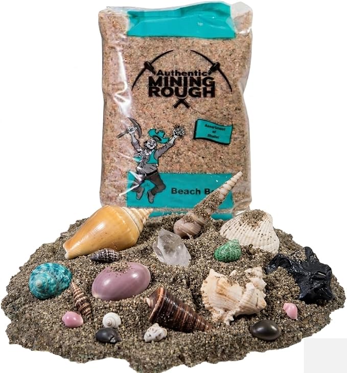 Teal Beach Seashell Mining Bag 2.25 lb - Dig and Discover Real Seashells Sea Glass and Shark Teeth - Ocean Treasure Excavation