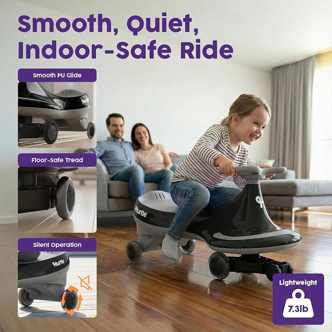 Hurtle Swing Ride On Car, Wiggle Car Toy for Kids, No Pedals, Batteries or Gears, Safe Toddler Ride On Toy with Twist & Go Motion, for Indoor & Outdoor Use, Suitable for Kids Above 2 Years, Black
