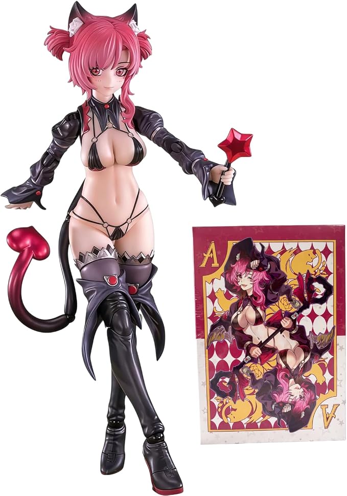 LEBOO EXSSRION 1/12 Action Figures Hoshikawa Neco Witch 6.3'' Movable Collectible Anime Figurine Model Kit, Ages 15+ (Red Version)