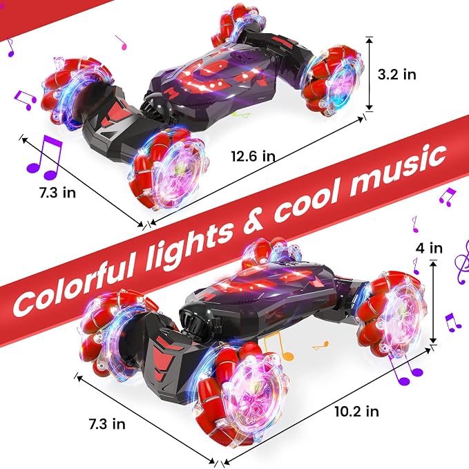 Gesture Sensing RC Stunt Car,Remote Control Car Toys for Ages 8-12,Drift Cars with Lights Music,4WD 360° Spins All Terrains Kids Toys RC Cars, 5-12 Best Birthday Gift for Kids