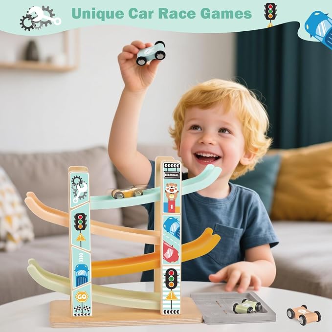 Weilim Montessori Toys for 1 Year Old, 3-in-1 Wooden Hammering & Ramp Toy | Shape Sorter, Stacking Blocks & Xylophone Build Fine Motor Skills; A Screen-Free First Birthday Gift, Boy or Girl