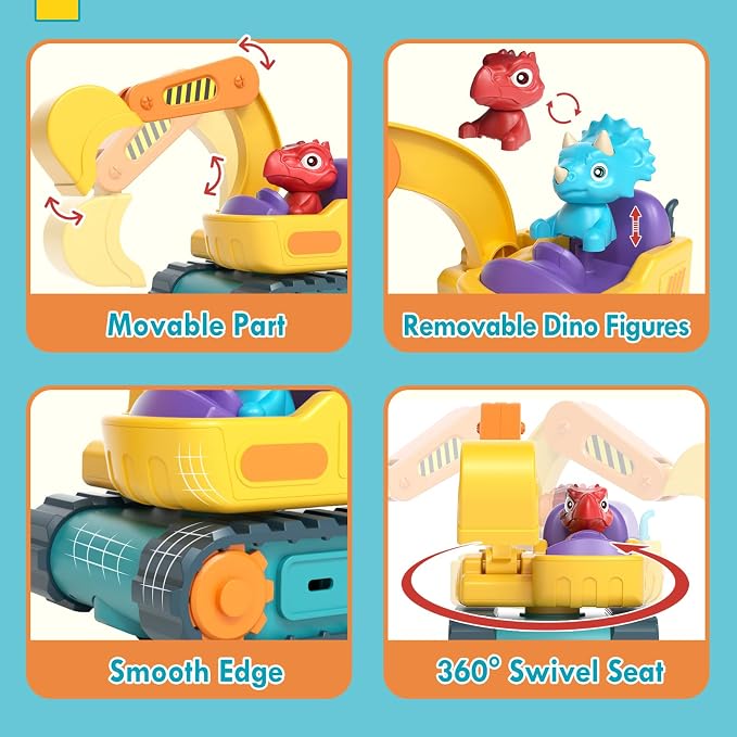 Lehoo Castle Remote Control Car for Toddlers, RC Excavator Toys for Boys 3-5 Year Old, Rechargeable Construction Toys for 1 2 3 Year Old Boys