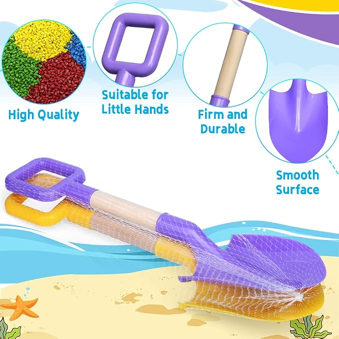 Kids Garden Tool Shovels Toys, 16" Long Kids Beach Spades Sand Shovels Toys for Adults Gardening Tools Garden Kit Travel Sandbox Toy Sturdy Snow Scoop Durable Wood Handle Spade for Digging Sand Snow