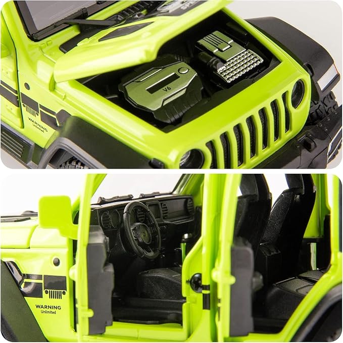 WAKAKAC Compatible for Toy Car 1/32 Die-cast Pull Back Model Car with Sound and Light, Toy Vehicle Cars for Kids Boys Girls Toddler Christmas Birthday Gift Green