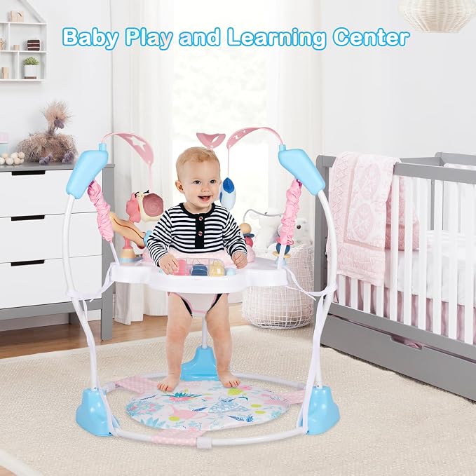 Baby Activity Center, Infant Jumpers and Bouncers with Music, Lights, Infant Toys, 360°Rotating Seat, 3 Adjustable Heights, Baby Play and Learning Center for 6+ Months