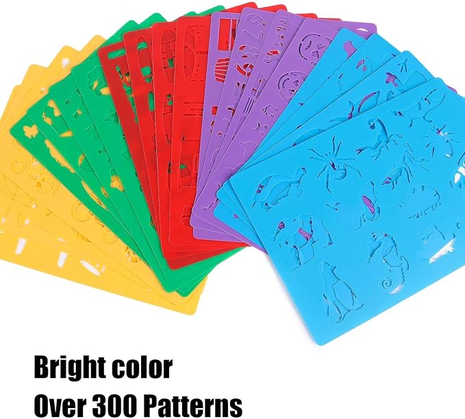 DIYASY 20 Pcs Drawing Stencils Set for Kids, Large Plastic Stencil Kit 344 Patterns Drawing Templates for Girls & Boys Gift
