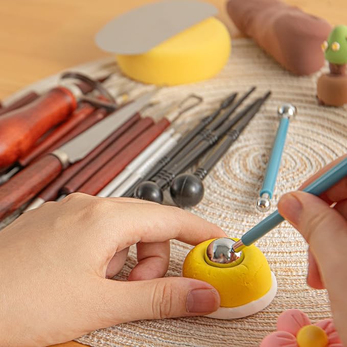 23PCS Clay Tools Sculpting, Ceramic & Pottery Modeling Tool, Ceramics Tools Set, Polymer Tools Kit, Air Dry Clay Tools for Carving, Molding, Pottery Wheel, Crafting Supplies, Pros, Beginners, Adults