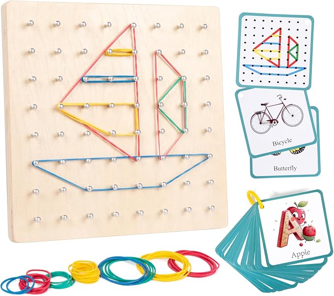 Wooden Geoboard Path Planning Educational Toy for Kids 5+ | Help children foster Spatial Reasoning, Symmetry Awareness, Fine Motor Skills