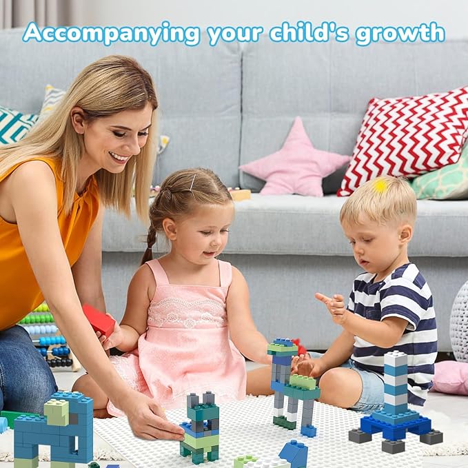 1000 PCS Classic Building Bricks with 2 Baseplates (32x32) - Standard Size Basic Bulk Blocks Set Compatible with Major Brands, 8 Natural Colors for Forest & Ocean, Creative STEM Toys for Kids Ages 6+