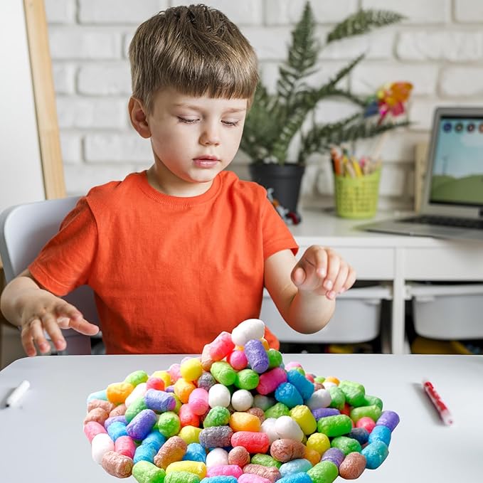 1200 Pcs Magic Noodles Foam Crafts Corn Arts Puffs Kit for Kids Bulk Building Blocks Model Toys Valentines Gift for Kindergarten School Creativity Supplies(Multicolored)