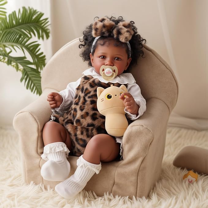 BABESIDE Lifelike Reborn Baby Dolls Miya Black Girl- 20 Inch Soft Body Realistic-Newborn Handmade Real Life Baby Dolls with Clothes and Toy Gift for Kids Age 3+