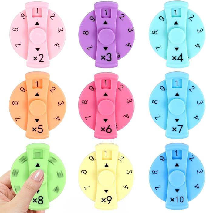 9 Pcs Math Fidget Spinners, Math Fidget Toy for Adults, Learn Multiplication and Division with The Math Spinners, Math Game for Home Classroom Prizes