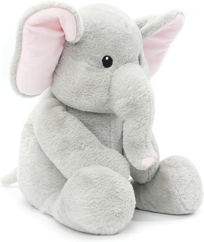 WEIGEDU Dressable Stuffed Animal Fits 3-6M Toddler Clothes, 24.4" Large Plush Toy with Long Limbs for Pretend Play, Soft Huggable Companion - Elephant