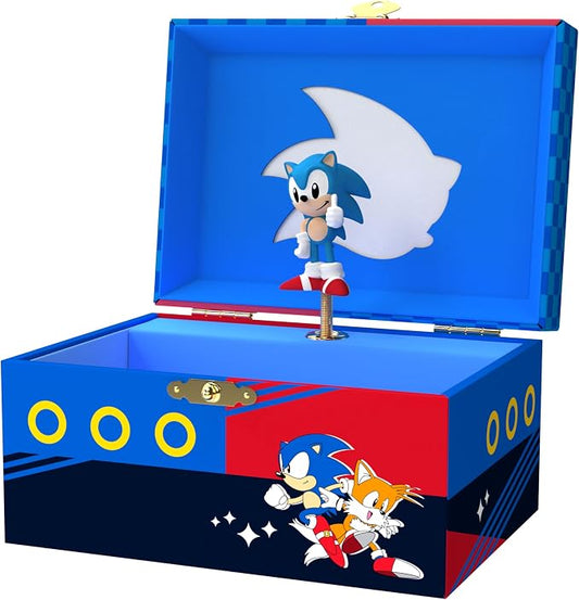 Sonic Jewelry Box for Girls Musical Jewelry Box with Spinning Sonic Figurine, Sonic Toys for Kids Ages 3-5