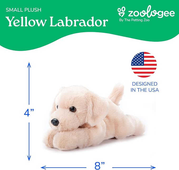 The Petting Zoo Yellow Labrador Dog Stuffed Animal Plushie, Gifts for Kids, Scoopz Wildlife Animals, Dog Plush Toy, 8 inches