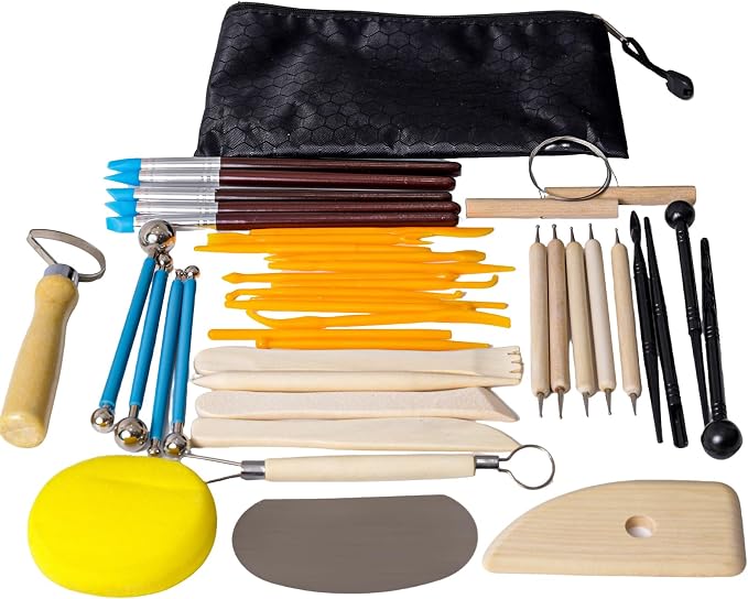 Air Dry Clay Kit 10 LBs + 42 Pcs Pottery Tools - Non-Toxic Organic Clay for Sculpting, Hand Modeling & Throwing Classes Ceramics Workshops (Red)