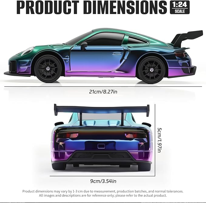 RC Drift Car, 1:24 4WD Remote Control Cars Vehicle with LED Light,2.4GHz 20KM/H High Speed RC Cars with Two Batteries & Drifting Tires Racing Sport Toy for Adults Boys Girls Kids Colorful