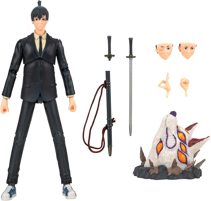 Total Anime AKI Hayakawa - 6.5-Inch Figure with Swappable Faceplates, Alternate Hands, Weapons, and Fox Devil