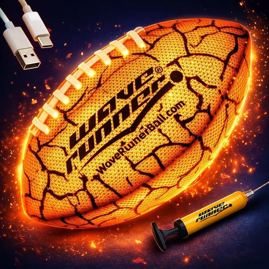 Wave Runner Light Up Football for Kids, Glow in The Dark LED Football, Rechargeable Football, Junior Size Waterproof Football Toy, Outdoor Football Gifts for Boys 8-12