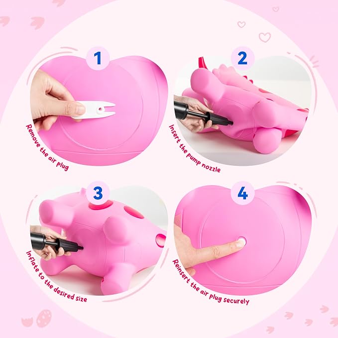 ZOOJOY Dinosaur Bouncy Animal Hopper, Inflatable Bouncy Hopping Toys for Toddlers 1-3, Ride-on Bouncing Toys for ChristmasBirthday Gifts for Boys Girls, Pink Gril Toys WFree Pump