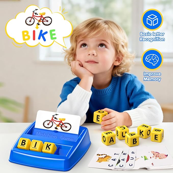 HahaGift Educational Toys for 3-5 Year Old Boy Girl Gifts, Matching Letter Learning Games Activities, Ideal Christmas Birthday Gift for Toddler Kids Age 3 4 5 6 7 Year Olds Boys Girls
