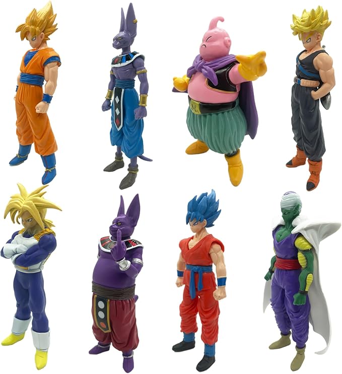 Anime Super Hero Action Figures Set, Collectible Warrior Figurines, 7.8Inch Energy Style Character Models for Display, Party Favors & Gift Collection (8PCS)