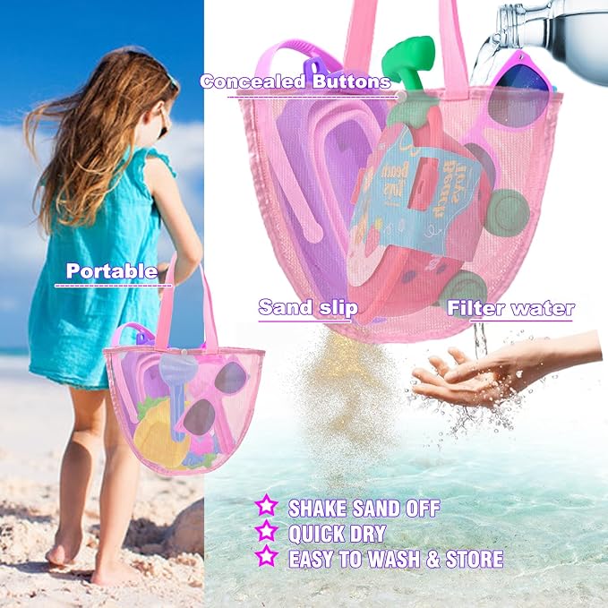 Collapsible Beach Toys Set for Kids 3-5|22 PCS Ice Cream Sand Toys with Collapsible Beach Bucket|Unicorn Sand Mold|Strawberry Ice Cream Cart|Mesh Bag|Sand Sandbox|Trave Beach Toys for Toddlers Girls
