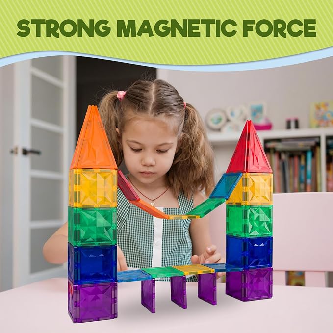 Magnetic Tiles, 32 PCS Magnetic Maze Building Blocks for Kids – STEM Educational Building Toy Set, Montessori Toys for Age 3 4 5 6 7 8, Compatible with Major Brands, Child-Safe Learning Gift