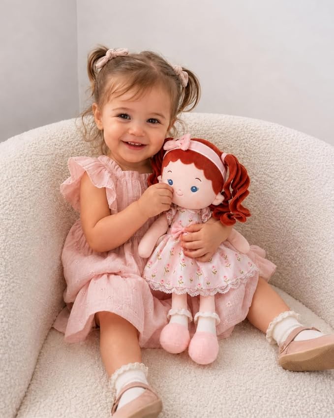 LeyaDoll Soft Baby Doll Toys (16''), My First Baby Rag Doll for 1 Year-Old Girl Birthday Gift, Christmas Plush Toys Gift for Toddler Kids Infants -Princess Maeve