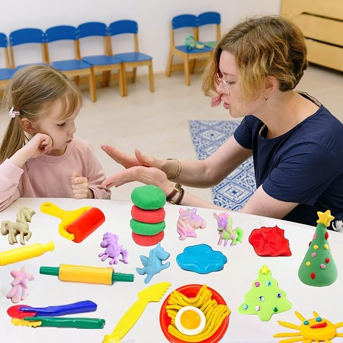 Unleash Creativity with 20 Unique Unicorn Molds Dough Toys Dough Whit 5 Bright Color Dough.Ideal as a Gift for Kids Aged 3-4-8 Years