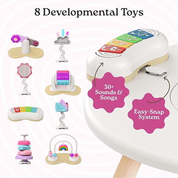 Little Acorn, 4-in-1 Baby Activity Center | Montessori-Inspired Design | 8 Interactive Toys | Tummy Time, Exersaucer & Toddler Table | Shower Gift | Essential (Rainbow)