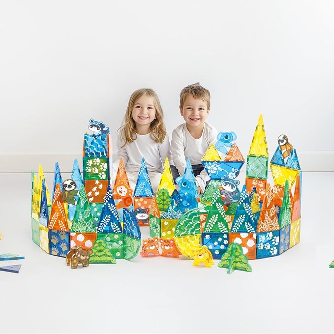 MEGAGONTILES Zoo Animals Magnetic Tiles Set 108PCS | STEM-Authenticated Magnetic Building Blocks with Animal Figures | Educational Construction Toy for Toddlers & Kids Ages 3–8 (Boys & Girls)