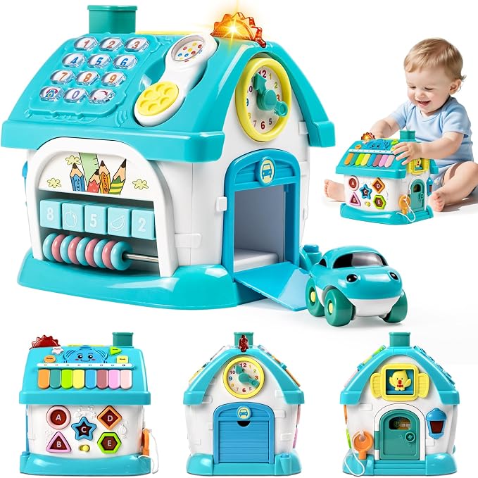 Marstone Toys for 1-2 Year Old Boys, Blue 8-in-1 Musical Learning House | one year old boy birthday gifts for toddler toys, combines learning play to hold little ones focus and keep them occupied